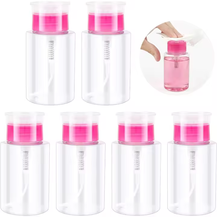 Dispensador de Bomba de Plástico Transparente, Removedor de 6 Piezas, 180ml, para Quitaesmalte, Botella Vacía - 1