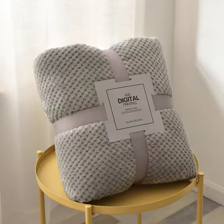 Bonenjoy-Manta de franela para el hogar, toalla de sofá, ropa de cama cálida, regalo de alta calidad, mantas Súper suaves, Color sólido a cuadros - 1