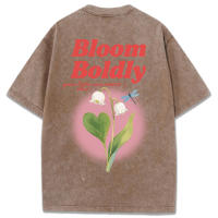 Camiseta lavada con estampado de orquídeas Bloom Boldly Bell, ropa de calle suave de verano para mujer, camisetas deportivas cómodas, pantalón corto informal de calle de manga - details 7