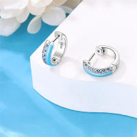 Aretes Redondos de Plata 925 Estilo Elegante para Mujeres con Piedra Principal de Zirconio y Diseño de Encanto Brillante Color en Oro - details 47