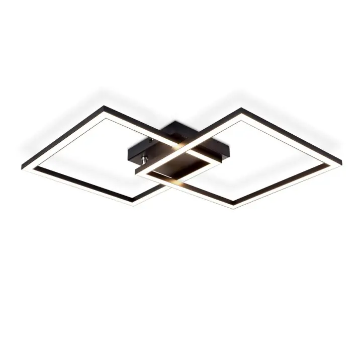 CBJKTX lámpara de techo sala de estar led blanco cálido negro 3000k diseño moderno angular 24w - 1