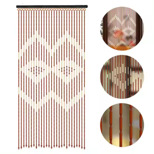 Cortinas de cuentas de bambú de madera Natural, pantallas voladoras, dormitorio, baño, particiones de porche - 1