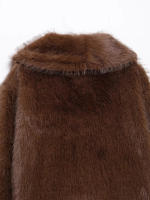 TRAFZA-Chaqueta de piel sintética para mujer, abrigo holgado de manga larga con cuello vuelto, color liso, informal, para invierno, 2024 - details 14