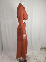 Women casual 2 pieces set elegant turn down collar long sleeve shirt and wide leg pants - details 20