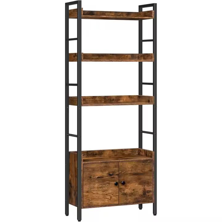 Estantería de 4 Niveles Estilo Industrial de Madera con Taquilla Estantes de Almacenamiento con Bordes Ideal para Oficina de Casa, Sala de Estar, Cocina - 1