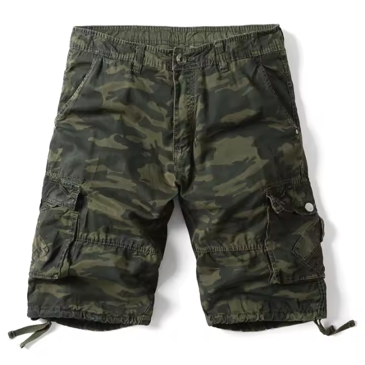 Pantalones cortos de camuflaje para hombre, Shorts informales con múltiples bolsillos, holgados, para trabajo y senderismo, Verano - 1