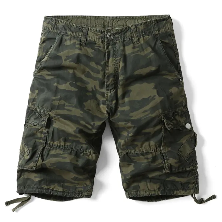 Pantalones cortos de camuflaje para hombre, Shorts informales con múltiples bolsillos, holgados, para trabajo y senderismo, Verano - 1