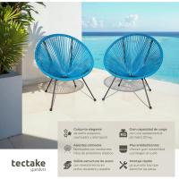 Conjunto de 2 Sillas Jardín Exterior Estilo Acapulco, Conjunto Sillas Terraza de Acero, Resistente a Intemperie, Hilos de Polietileno y Topes en Patas, Hasta 120kg, Interior/Exterior - negro - details 25