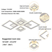 Lámpara de techo acrílica moderna con LED incorporado de 46W controlable por remoto para iluminación de porche y dormitorio con Montaje flush - details 2