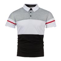 Polo de manga corta para hombre, diseño de cinturón tejido de retazos de dos colores, informal, a la moda - details 3