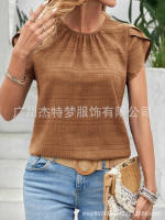 Moda mujer Primavera Verano nueva pétalo redondo elegante rt manga Top - details 27