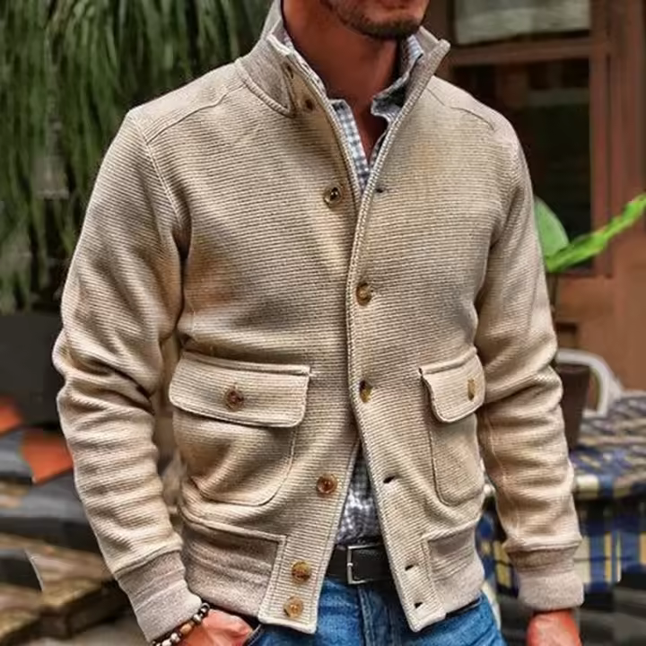 Chaqueta informal de color liso para hombre, abrigo coreano con cuello levantado, novedad de 2024 - 1