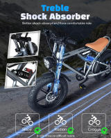 DEEPOWER S7 bicicleta eléctrica para adultos 2000W bicicleta eléctrica de carretera 48V 55Ah Fatbike MTB E-bike 20 "bicicleta eléctrica de montaña 55 KM/H velocidad máxima - details 5
