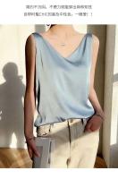 Top de Halter V para Mujer Camisola de Verano de Seda de Satén Blanco Vestido Delgado de Moda - details 25