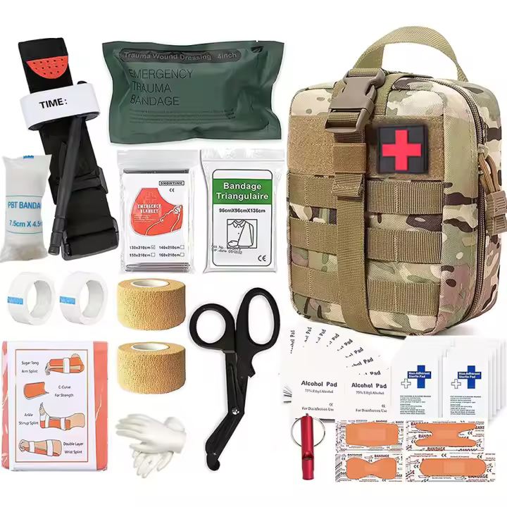 Equipo de supervivencia militar, bolsa Molle, Kit médico de primeros auxilios, kit de emergencia, vendaje táctico de torniquete para acampar - 1