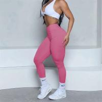 Leggings con espalda en V para mujer, leggings deportivos sin costuras para mujer, pantalones de yoga sólidos elásticos de cintura alta para fitness y jogging - details 4