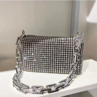 Bolso de Mano con Diamantes y Resplandor para Mujeres Bolso de Hombro Bolso de Señora Bolso Cruzado con Cadena de Cristal - details 14