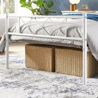 Cama Doble 140 x 200 cm con Espacio Almacenamiento Bajo Marco Metal Altura del Suelo 32 cm Blanco - details 26