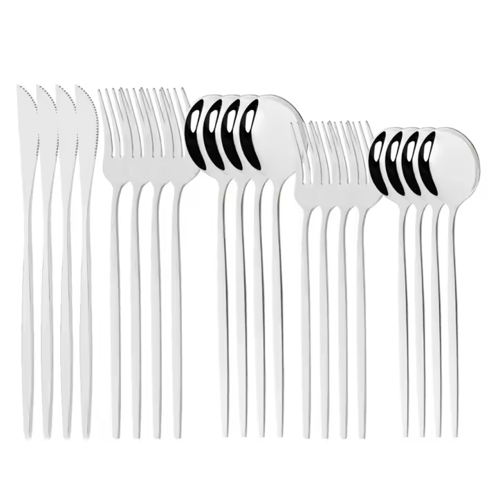 Juego de Cubiertos de Cena Sier de Acero Inoxidable 20Pcs Palillos, Cuchillos, Cucharas de Postre en Acero Inoxidable Accesorios de Muebles al Aire Libre - 1
