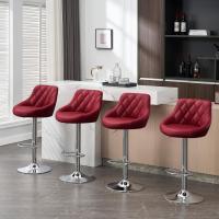 Taburete de Bar de Terciopelo Altura Ajustable, Giratorio, Poltrona de Cocina, Diseño Gris Oscuro - details 10