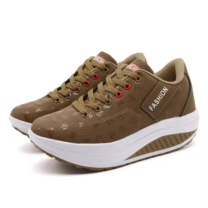 Zapatos deportivos informales para mujer, transpirables, cómodos, con tacón de cuña, suela gruesa, zapatillas con cordones - 1