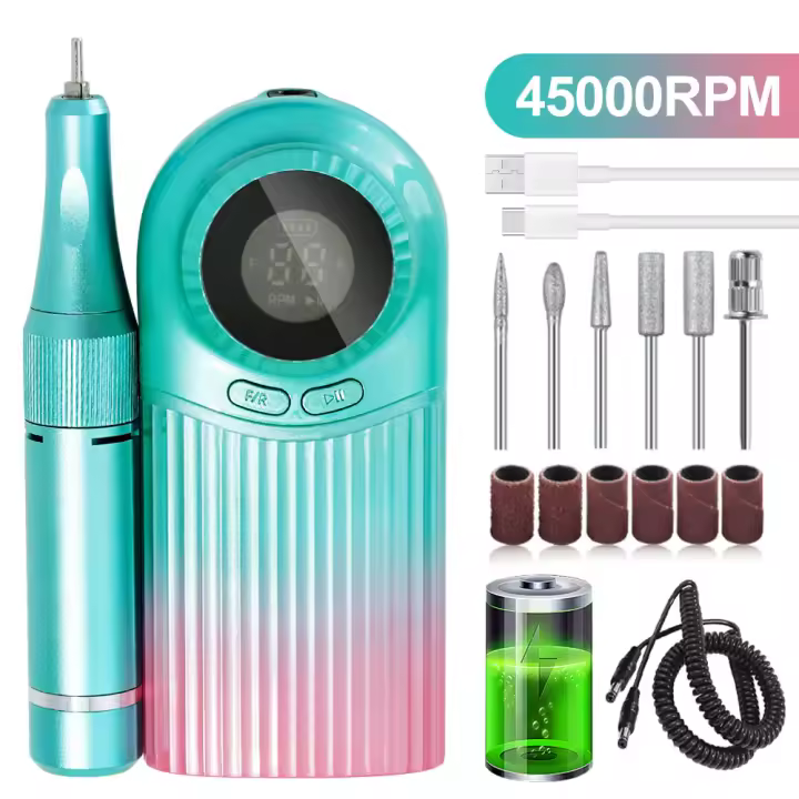 Máquina de Taladro Eléctrico Inalámbrico Profesional para Manicura Set de Herramientas para Polimento de Uñas y Eliminación de Piel Muerta Seguridad en Prueba de Salud Ideal para Bebés y Niños - 1
