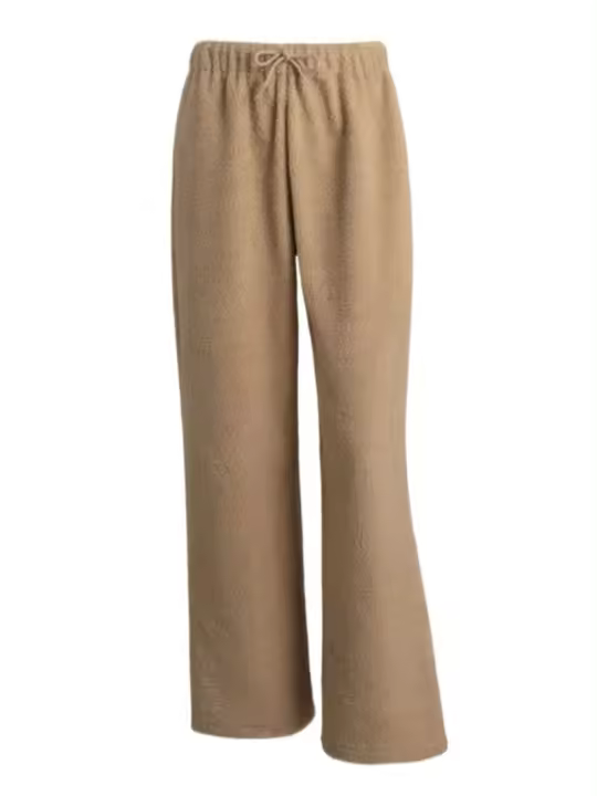 Mujer marrón de pierna recta, tres pantalones sueltos de cintura alta para uso - 1
