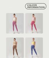 Conjunto de yoga con contraste de color para mujer, sujetador que absorbe los golpes de alto impacto con almohadillas fijas y mallas que levantan la cadera, ropa deportiva Fierss, gimnasio - details 1