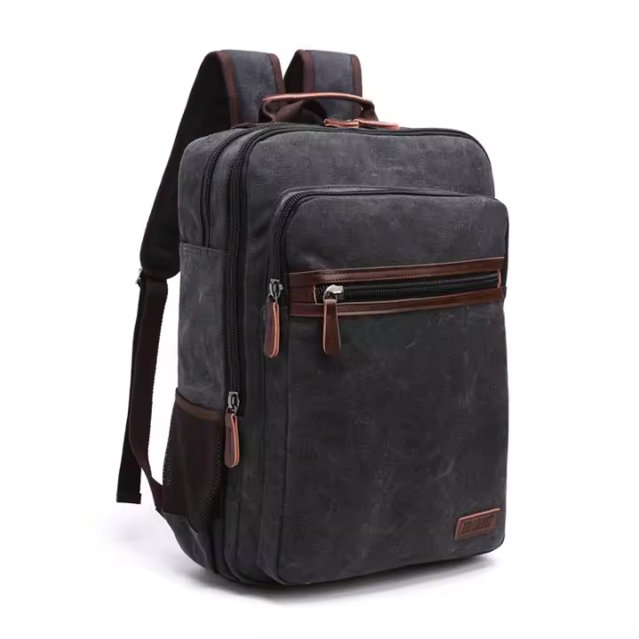 Mochila de lona Vintage para hombre, bolso de hombro de viaje de gran capacidad, mochilas escolares para adolescentes, mochila para ordenador portátil - 1
