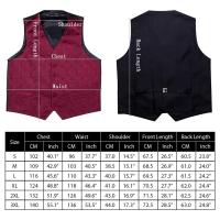 Chaleco de seda para hombre, Jacquard, verde, azul, rojo, dorado, rosa, corbata, pañuelo, conjunto de gemelos, chaqueta sin mangas de negocios para boda - details 19