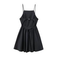 Ropa de mujer europea y americana temperamento de moda de cuello bajo cintura halter falda corta mini vestido - details 2