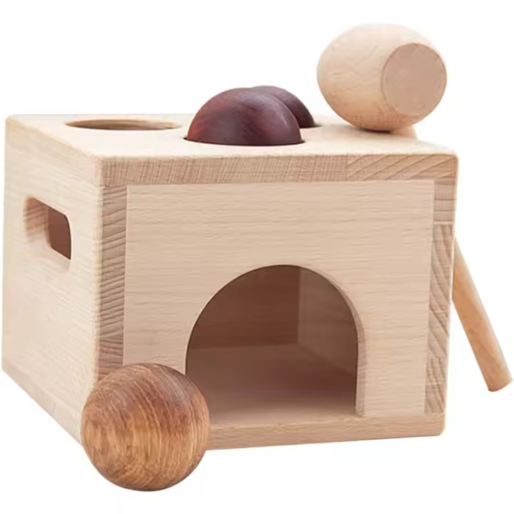 Juego de Caja de Bolas Juguete Educativo Temprano para Bebé Juego de Apilar Juguete de Madera - 1