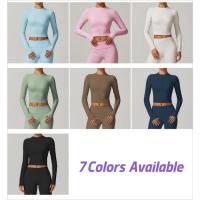 Top de yoga de manga larga para mujer, logotipo personalizado, ropa deportiva de gimnasio, top de fitness sin costuras, ropa de yoga elástica, camiseta de yoga para mujer - details 1