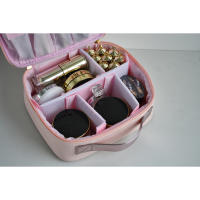Bolsa de maquillaje de cuero PU para mujer, estuche de cosméticos con divisores, almacenamiento de viaje de gran capacidad, nuevo Empalme - details 3