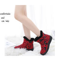 Botas de nieve con doble cremallera para mujer, botas cortas de invierno de barril corto de gran tamaño con botas de algodón - details 11