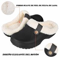 Zuecos clásicos forrados de piel para hombre y mujer, zapatos de jardín impermeables, zapatillas peludas de Casa cálidas para interiores y exteriores, Invierno - details 5