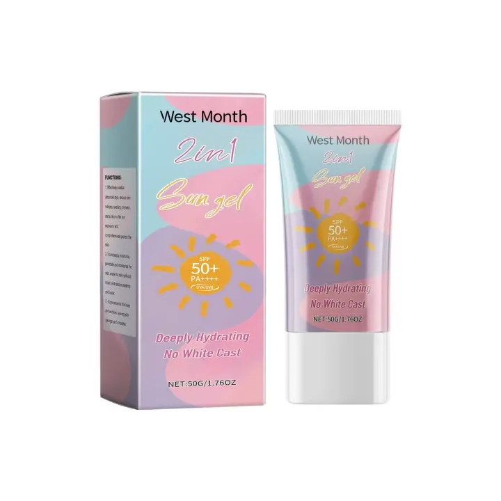 Gel solar resistente a los rayos UV, amplio espectro, antiluz solar, protección solar alta, hidratante, de larga duración, para deportes al aire libre, protector solar SPF50 - 1