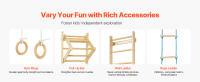 Escalera Sueca SucceBuy para Gimnasio en Pared, Equipo de Ejercicio y Juego Interior 4 en 1, Barras de Gimnasia de Madera Ajustables de 8 Niveles, Capacidad de 220 lbs, Set de Escalada Interior con Anillos, Barra de Dominadas, Escalera de Cuerda y Escaler - details 1