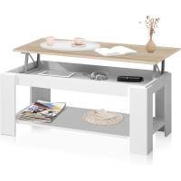 Mesa de Centro Elevable Modelo LYA Acabado en Blanco Artik y Roble Medidas: 102 cm (Largo) x 50 cm (Ancho) x 43-54 cm (Alto) - details 0