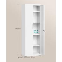 Armario de Garaje de 5 Estantes con 2 Puertas, Armario de Oficina, 40 x 80 x 180 cm, 1 Cerradura, Estantes Ajustables, Gabinete de Metal, Gris Mate OMC015G01 - details 19