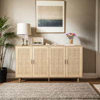 Elegante y Funcional Gabinete de Almacenamiento de Ratán de 4 Puertas 158CM - details 2