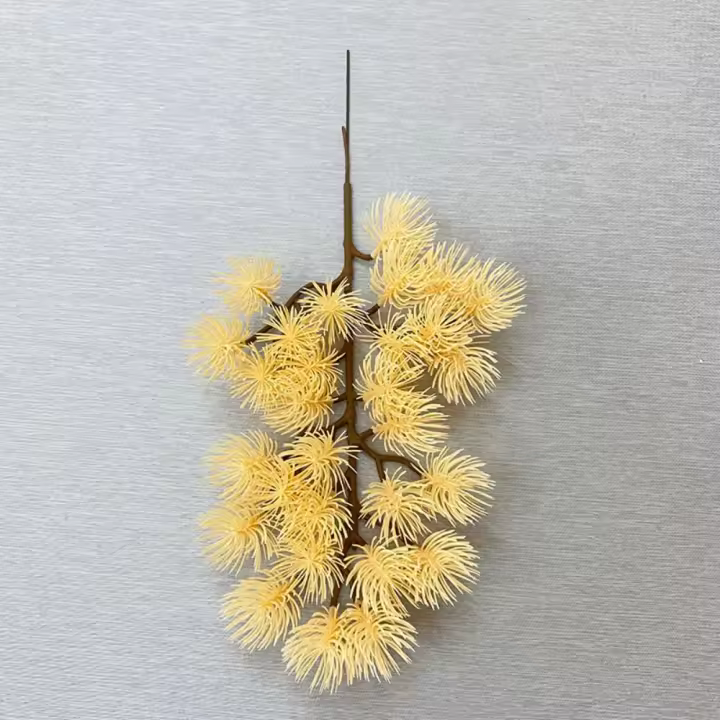 Rama de pino artificial realista creativa, rama de pino de plástico verde, hojas de pino falsas hechas a mano para boda - 1