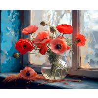 RUOPOTY Pintura DIY para Adultos Kit de Arte de Pared con Flores Marcador por Números Regalo para Decoración del Hogar Propylene Abstracto Tamaño 40x50cm - details 0