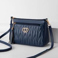 Bolso cruzado de gran capacidad para mujer, decoración con borlas, bolso de hombro con entramado y cremallera, bolso de bolsillo, bandolera de cuero de PU - details 11