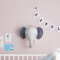 Nordic Style Cartoon Animals Head Wall Decor Stuffed Dinosaur Unicorn Dolls Soft Plush Toys Hanging Pendant Girls Room Ornament - details 8