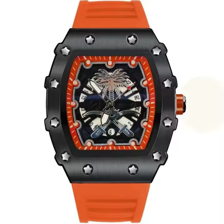 Reloj de Lujo para Hombres Reloj de Negocios Litio Autómico con Fecha y Luz Empuñadura de Cuero - 1