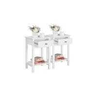 Mesillas de Noche Vintage 2pcs Mesitas con Cajón y Estante 40x30x55cm Blanco Satinado - details 9