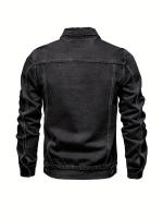 Chaqueta vaquera desgastada informal para hombre, abrigo con solapa de estilo callejero con múltiples bolsillos - details 6