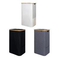 Cubo de reciclaje plegable para bebidas, cesta de lactancia con botella de bambú de gran tamaño, con bolsa interior - details 4