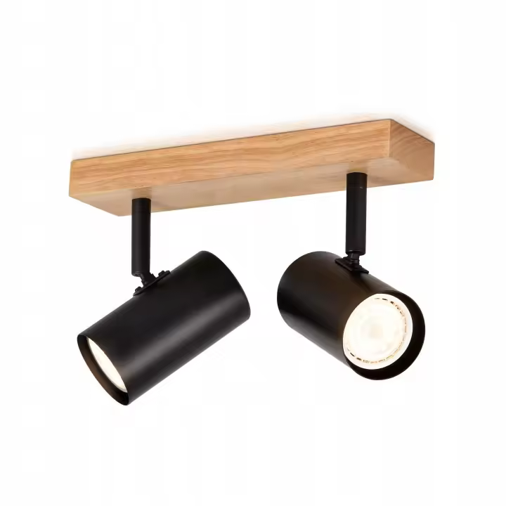 CBJKTX 2 Focos de techo de madera negra GU10 350 °   Estilo industrial retro ajustable para sala de estar, dormitorio, cocina. - 1